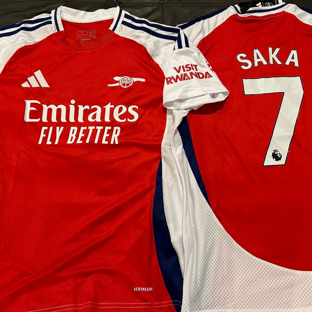 English premier ARSENAL FC BUKAYO SAKA Men's JERSEY Sz M,L,XL,2XL New w tags